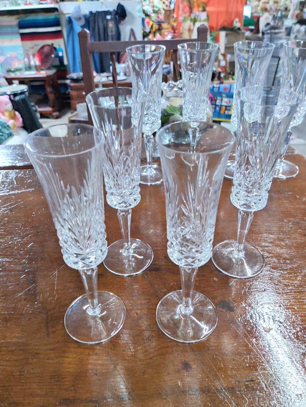 Gorham Crystal Lady Anne Champagne Flutes 8.5" - Set of 4 (Pristine)